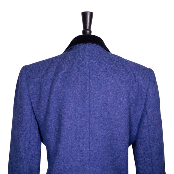 Vintage Jones New York Women's Blazer Purple Tweed Wool Velvet Collar Jacket 12 - Picture 8 of 10